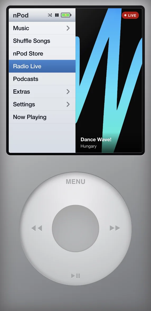 NostalgicPod home screen