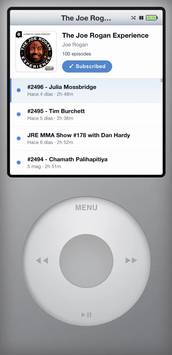 Podcast episode list